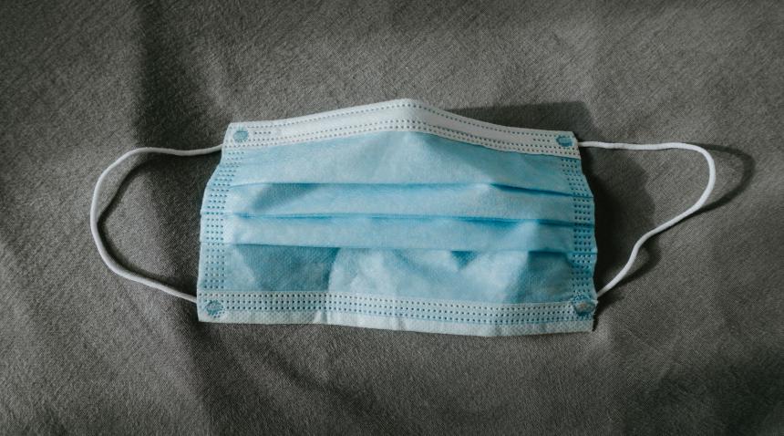 A blue medical face mask