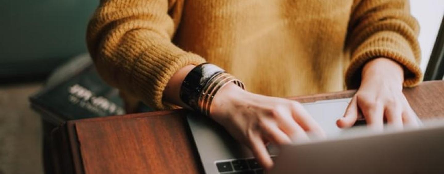 woman watching webinar